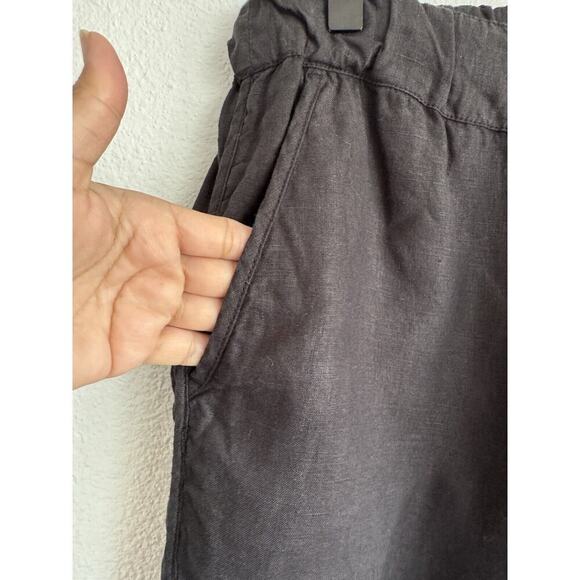 Caslon Tulip Hem Straight Leg Linen Pants - Black Size Small - Picture 3 of 9